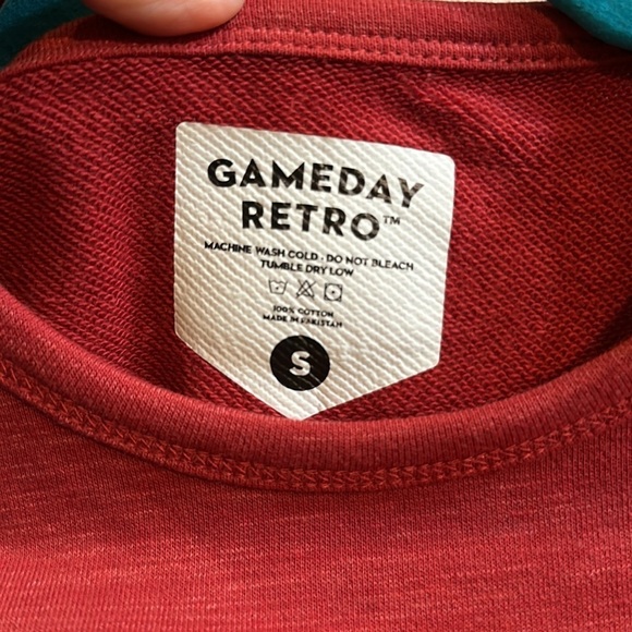 Gameday Retro sweatshirt in red with varsity stripes 100% cotton. Size small - Picture 4 of 5